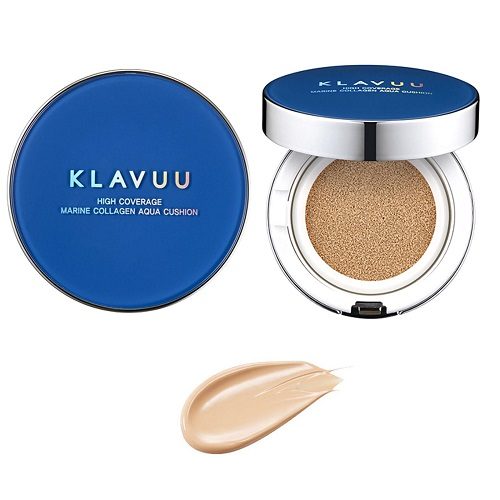 Phấn nước dưỡng ẩm Klavuu Blue Pearlsation High Coverage Marine Collagen Aqua Cushion SPF50+PA+++