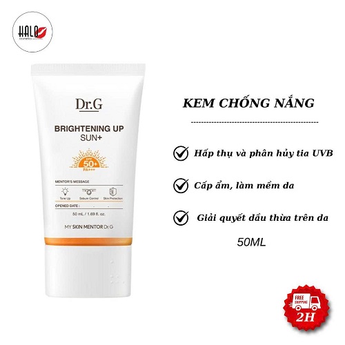 Kem chống nắng dưỡng sáng da, nâng tông tự nhiên, kiểm soát dầu Dr.G Brightening Up Sun+ SPF50+ PA+++ 50ml