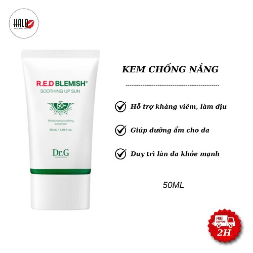 Kem chống nắng, chống tia hồng ngoại, quang phổ rộng cho da mụn nhạy cảm Dr.G R.E.D Blemish Soothing Up Sun SPF50+ PA++++ 50ml