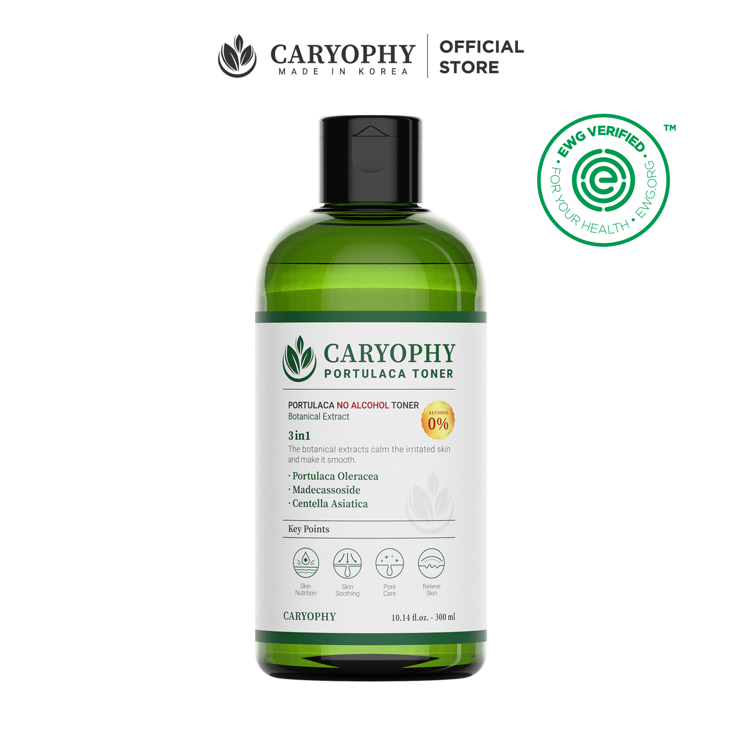 Nước hoa hồng chăm sóc da dầu mụn Caryophy Portulaca Toner 300ml