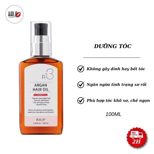 Tinh dầu dưỡng tóc bóng mượt Raip R3 Argan Hair Oil 100ml (10/26)