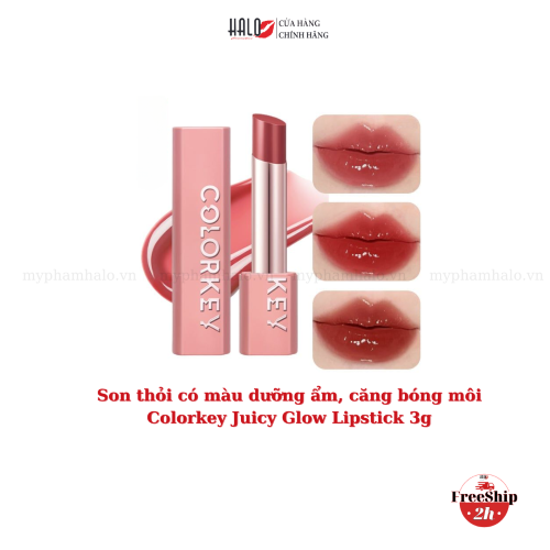 Son Thỏi Có Màu Dưỡng Ẩm, Căng Bóng Môi Colorkey Juicy Glow Lipstick 3g