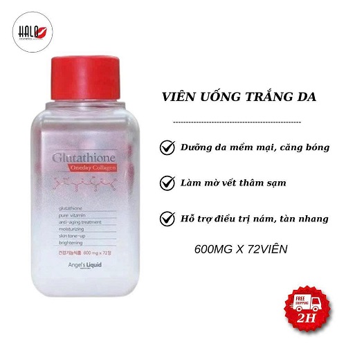 Viên Uống Trắng Da Angel’s Liquid Glutathione Oneday Collagen 600mgx72 Viên