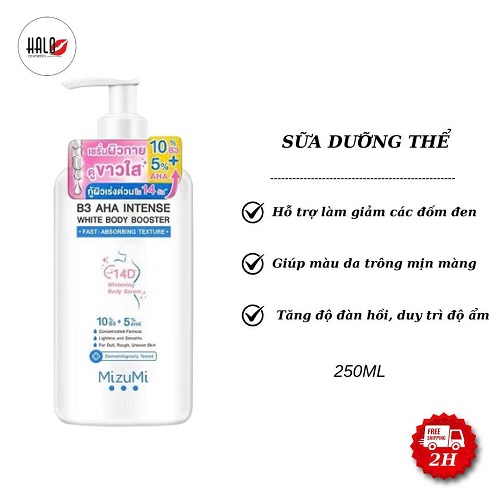 Dưỡng Thể MizuMi B3 AHA Intense White Body Booster Dưỡng Sáng Da 250ml