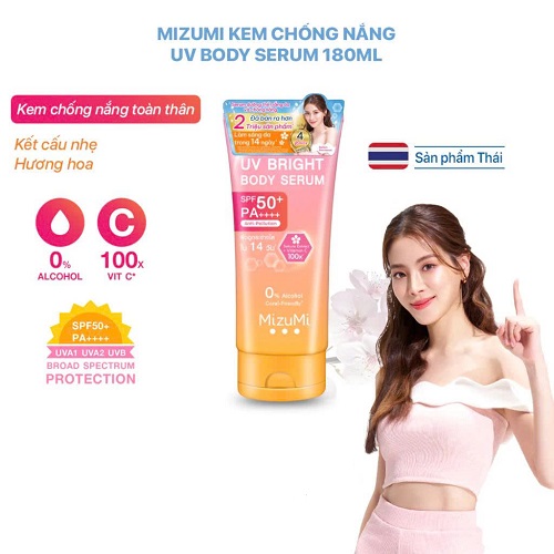 Serum chống nắng body Mizumi UV Bright Body SPF50+ PA++++ có mùi hương