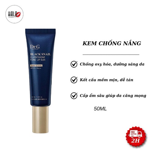 Kem chống nắng nâng tông dưỡng sáng da Dr.G Black Snail Glutathione Tone Up Sun SPF50+ PA++++ 50ml