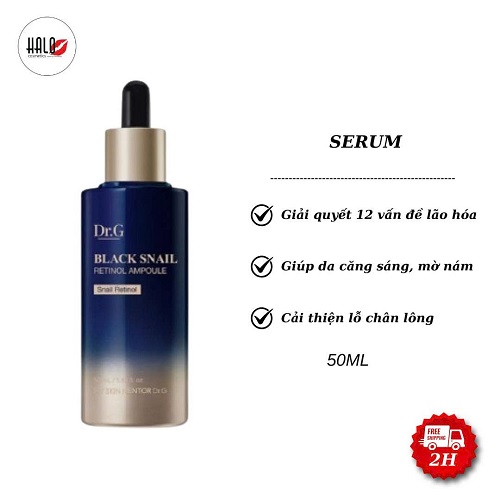 Tinh chất ngăn ngừa lão hóa chuyên sâu Dr.G Black Snail Retinol Ampoule 50ml