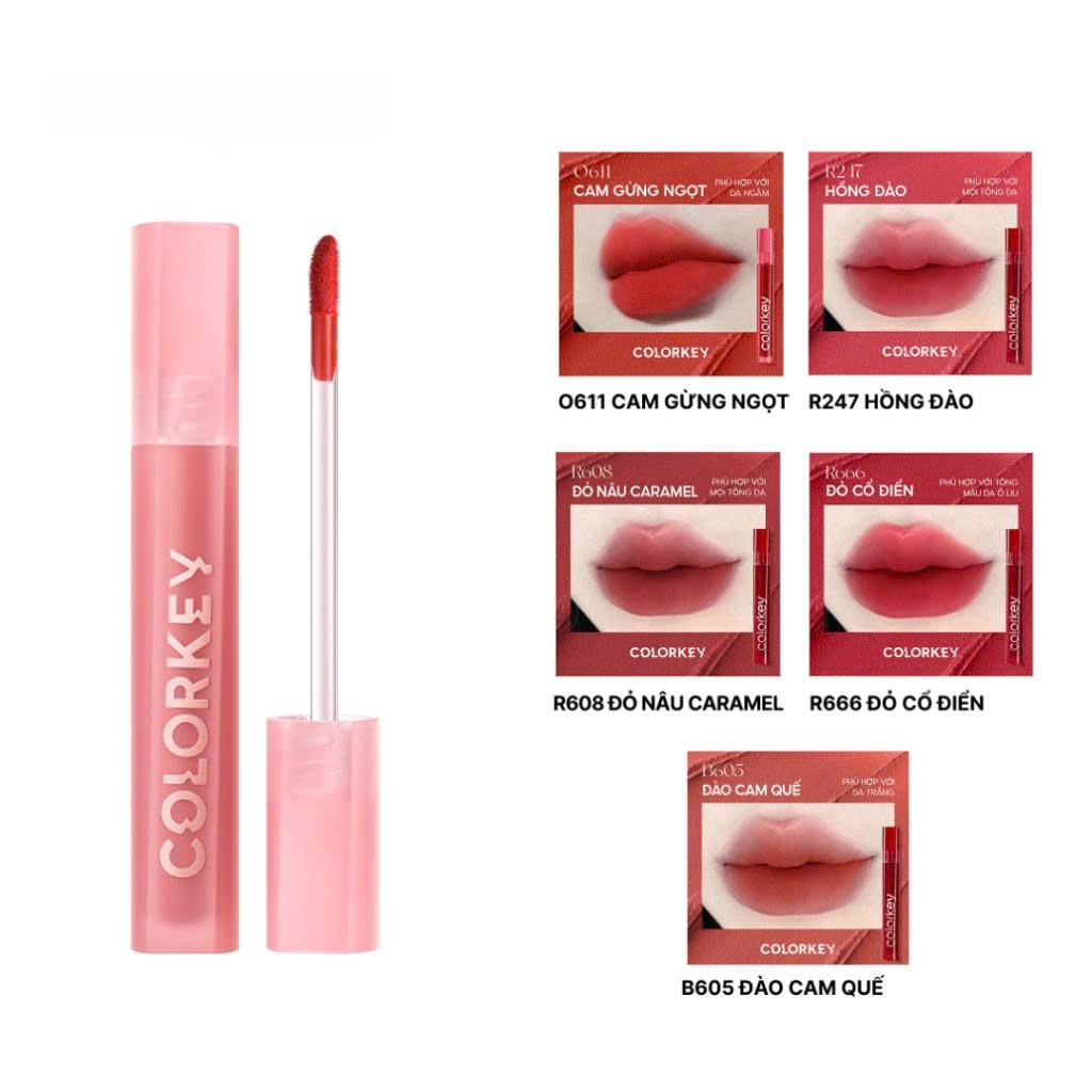 Son Kem Lì Colorkey Mịn Mượt Lâu Trôi Airy Velvet Lip Lacquer