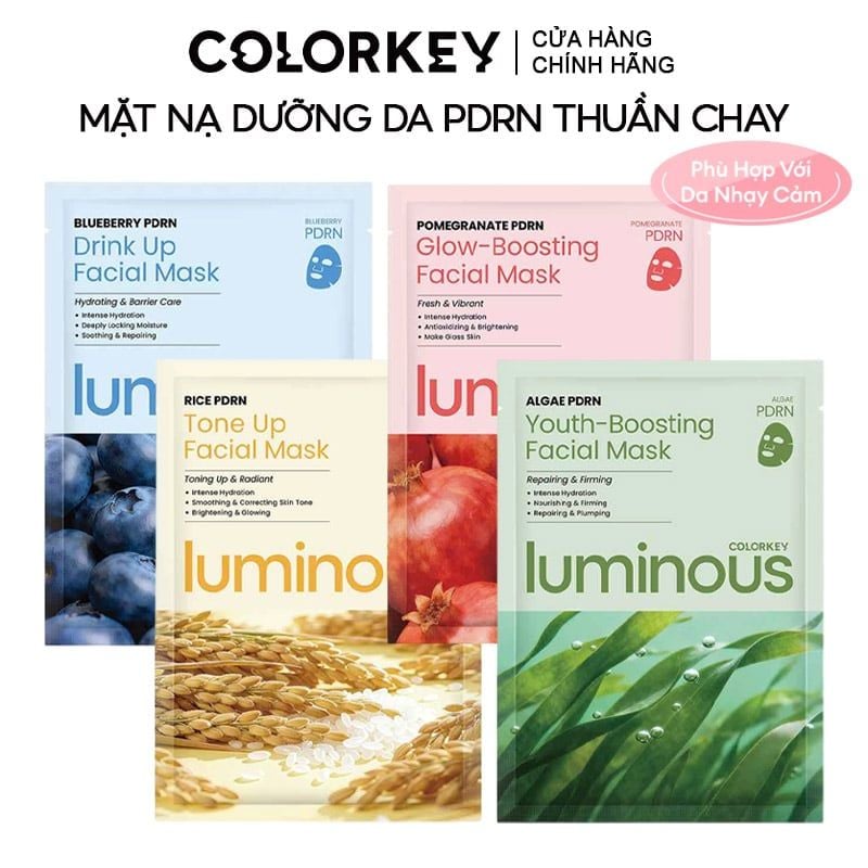 Mặt Nạ Colorkey Dưỡng Da PDRN Hỗ Trợ Dưỡng Ẩm, Căng Bóng Da Luminous Facial Mask 25ml