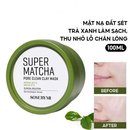 Mặt Nạ Đất Sét Some By Mi Trà Xanh Giúp Làm Sạch, Thu Nhỏ Lỗ Chân Lông Super Matcha Pore Clean Clay Mask 100g