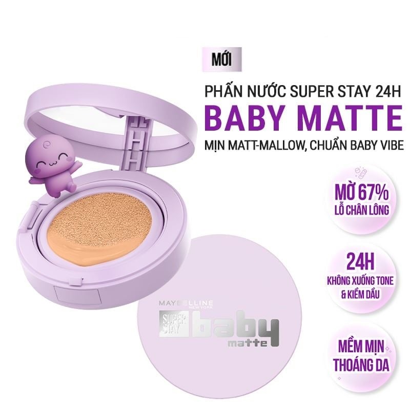 Phấn Nước Maybelline Che Phủ Tốt, Bền Màu New York Super Stay Baby Matte Up To 24H Soft Matte Cushion 11g