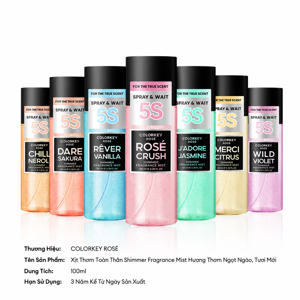 Xịt Thơm Toàn Thân COLORKEY ROSE Shimmer Fragrance Mist ( Phiên Bản Mới )