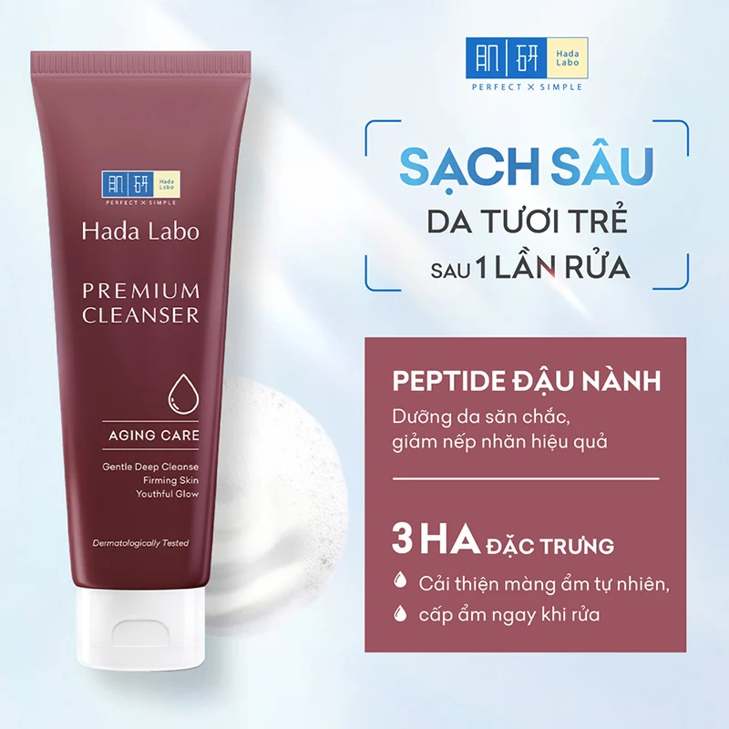 Sữa Rửa Mặt Hada Labo Chăm Sóc Da Lão Hóa Cao Cấp Premium Cleanser Aging Care 100g