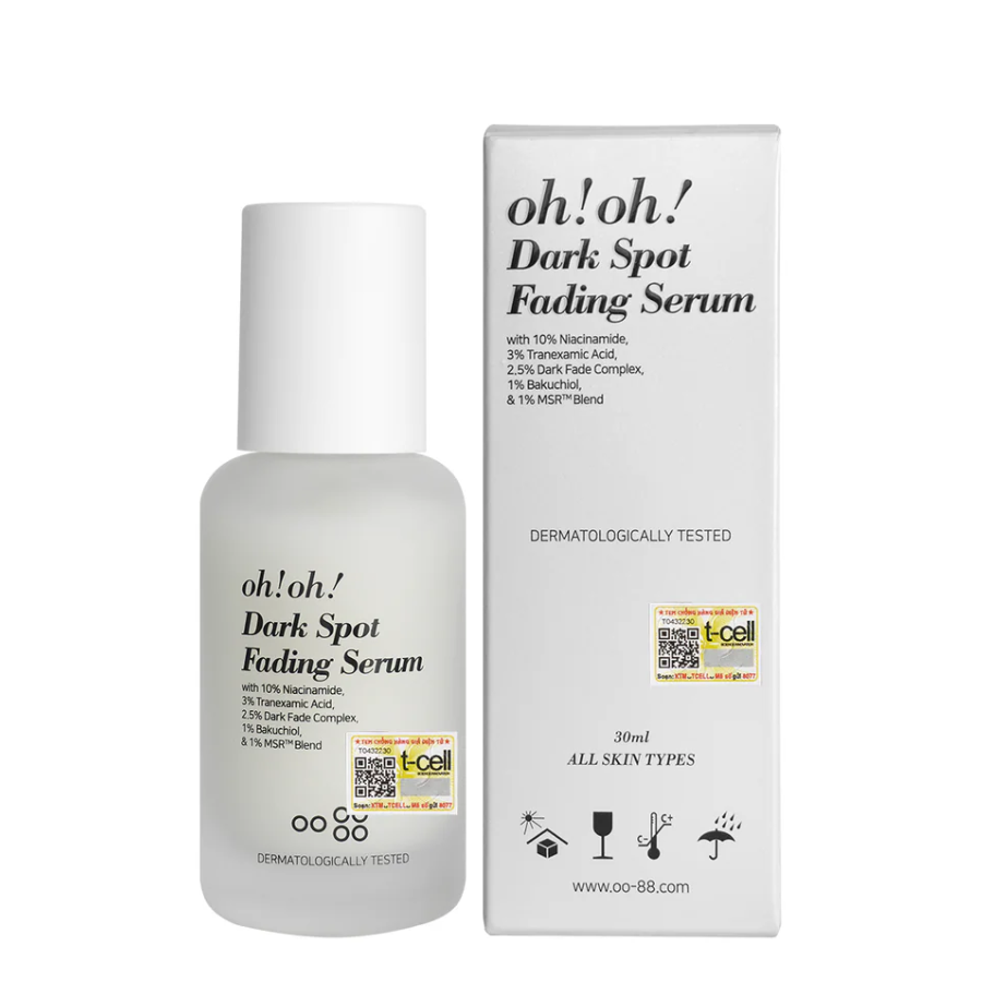 Tinh Chất Kiểm Soát Sắc Tố Toàn Diện & Chống Lão Hóa Từ Tự Nhiên oh!oh! Dark Spot Fading Serum 30ml (with 10% Niacinamide, 3% Tranexamic Acid, 2.5% Dark Fade Complex, 1% Bakuchiol & 1% MSR™ Blend